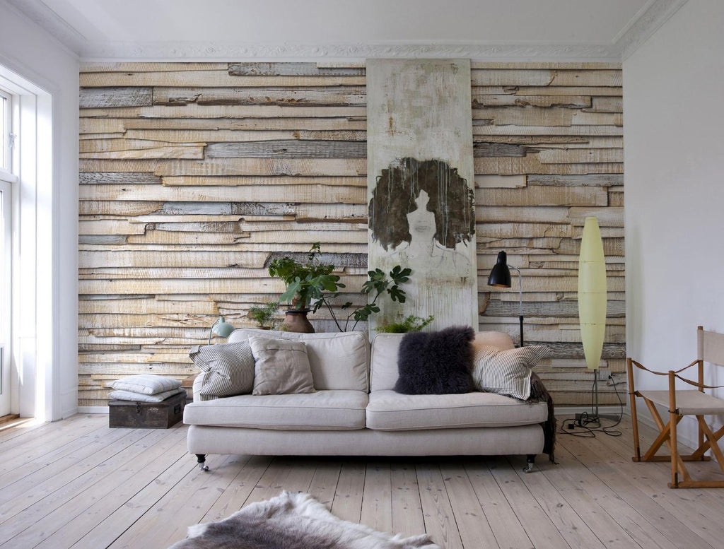 Brewster Home Fashions Whitewashed Wood Wall Mural Whites & Off-Whites Wallpaper