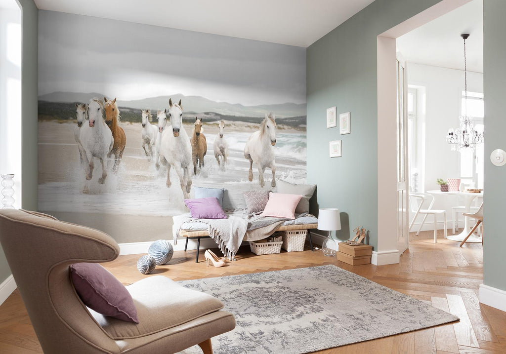 Brewster Home Fashions White Horses Mural Whites & Off-Whites Wallpaper