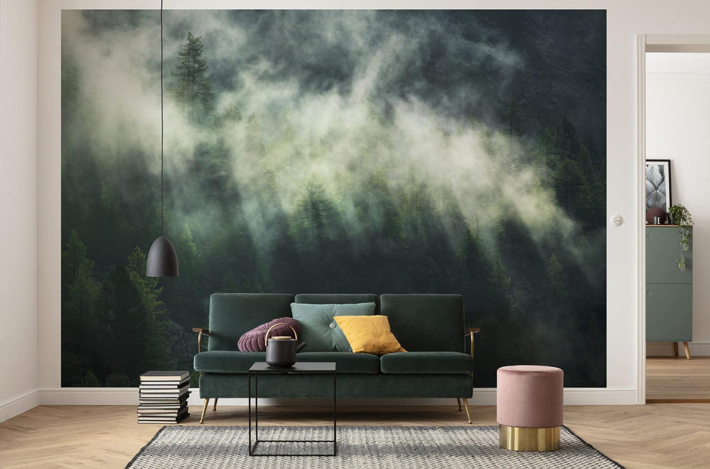 Brewster Home Fashions Misty Crowns Wall Mural Greens Wallpaper