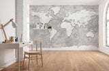 Brewster Home Fashions World Relief Wall Mural Greys Wallpaper