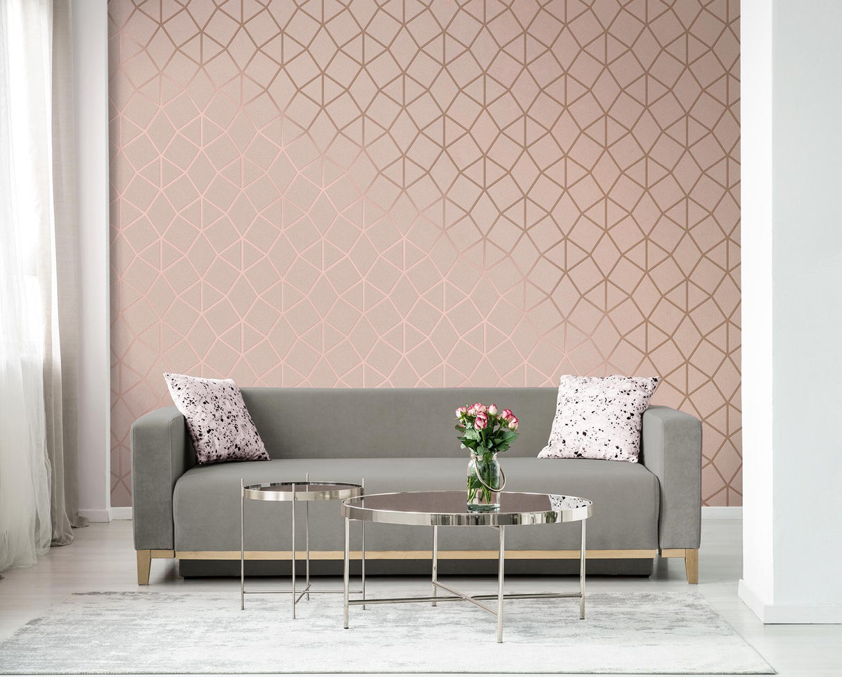 Brewster Home Fashions Stella Geo Trellis Blush Wallpaper