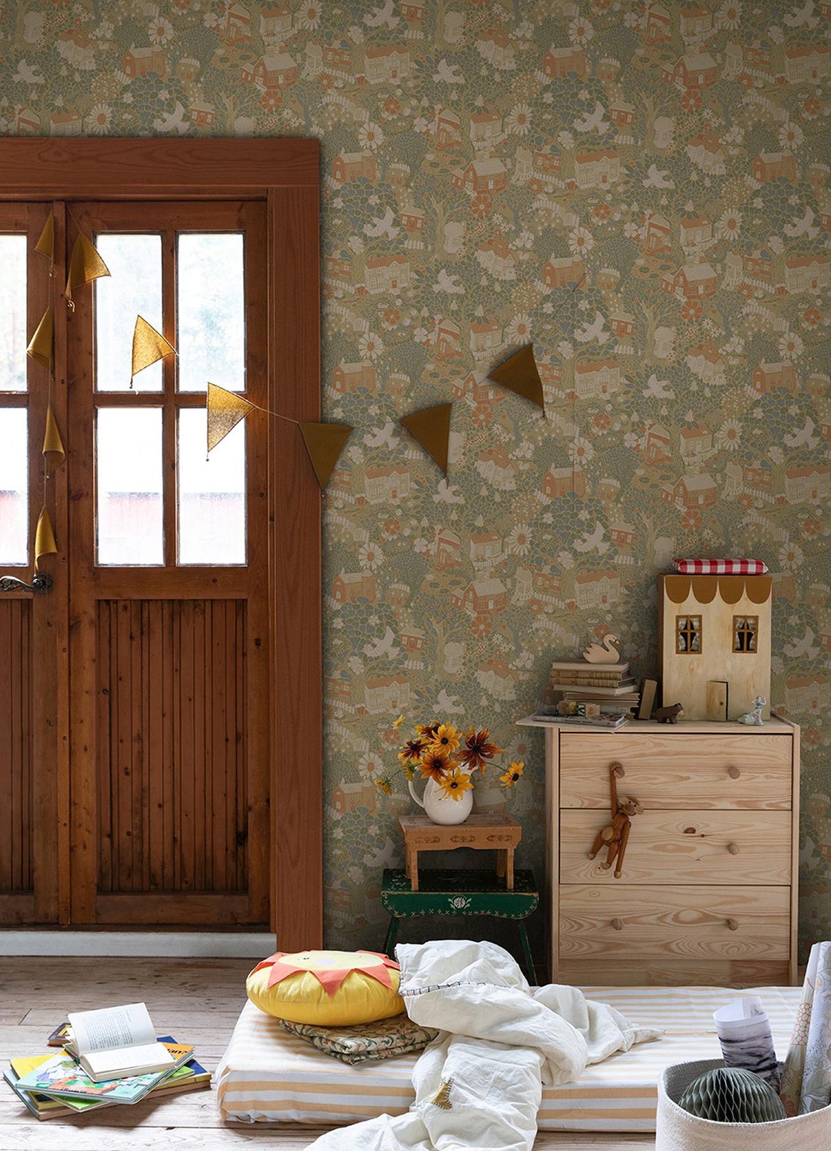A-Street Prints Bygga Bo Woodland Village Butter Wallpaper