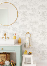 Brewster Home Fashions Boheme Animals Platinum Wallpaper