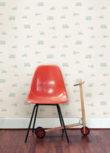 Brewster Home Fashions Briony Vehicles Sage Wallpaper