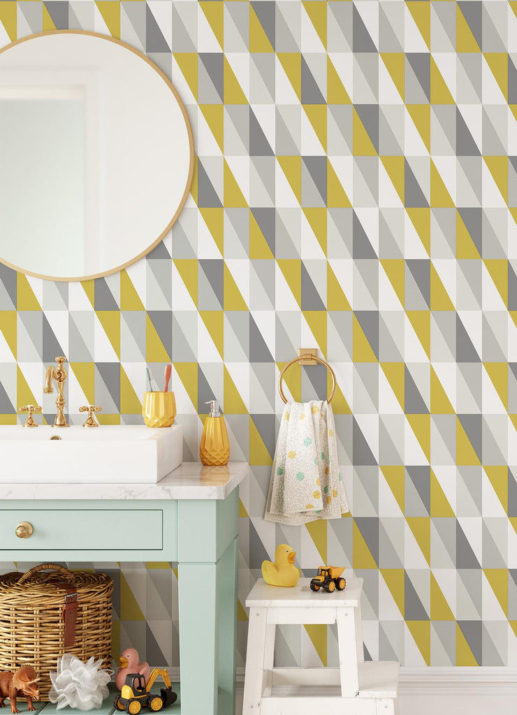 Brewster Home Fashions Inez Geometric Mustard Wallpaper