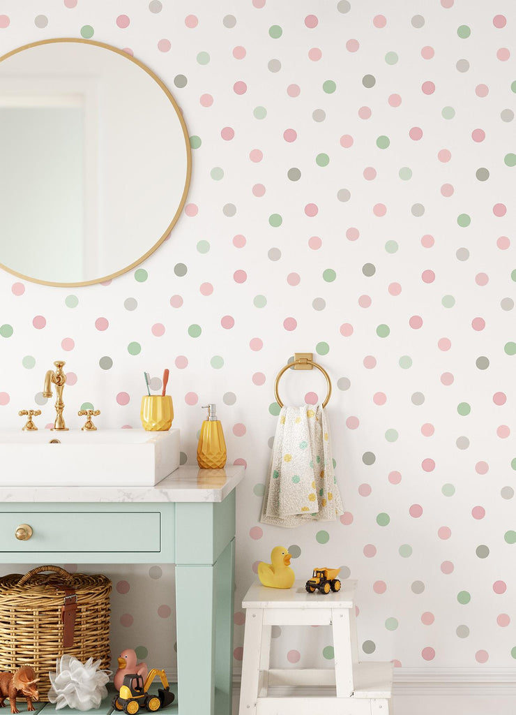 Brewster Home Fashions Jubilee Dots Pink Wallpaper