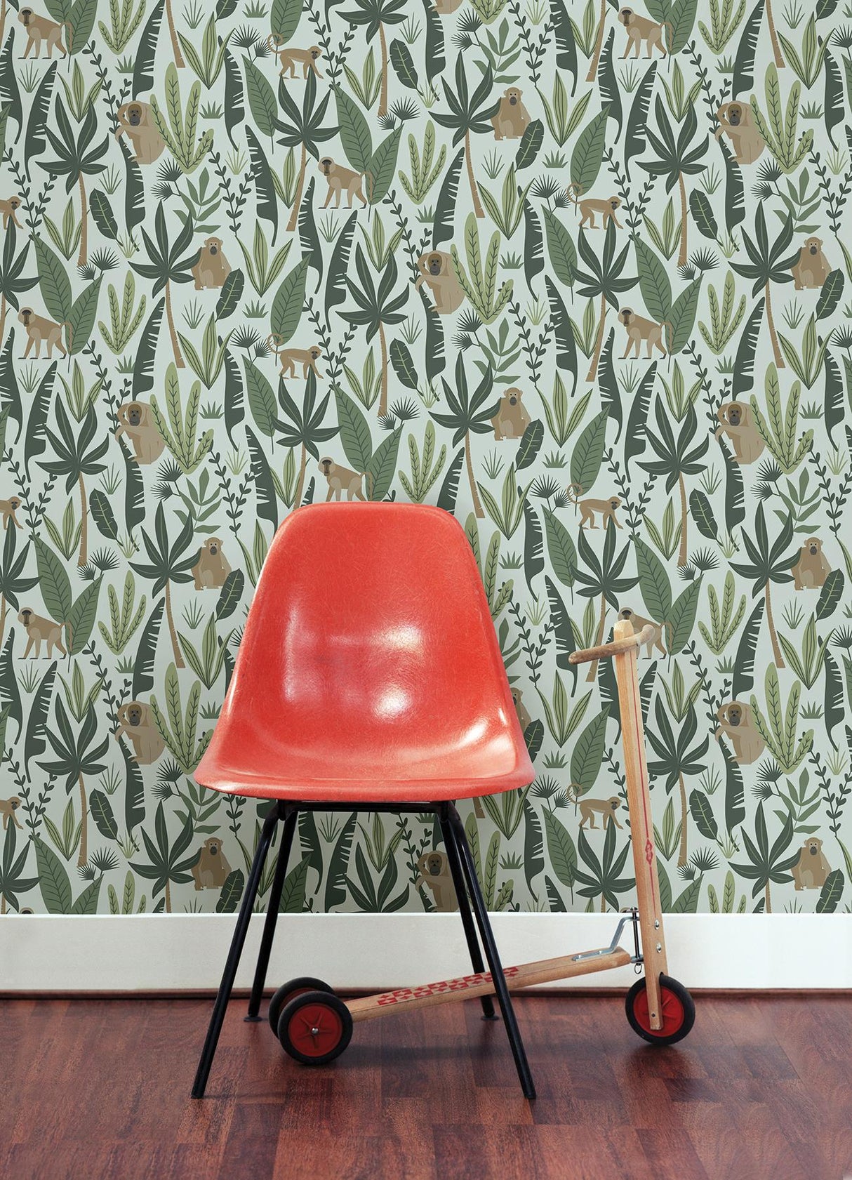 Brewster Home Fashions Kiki Monkeys Green Wallpaper