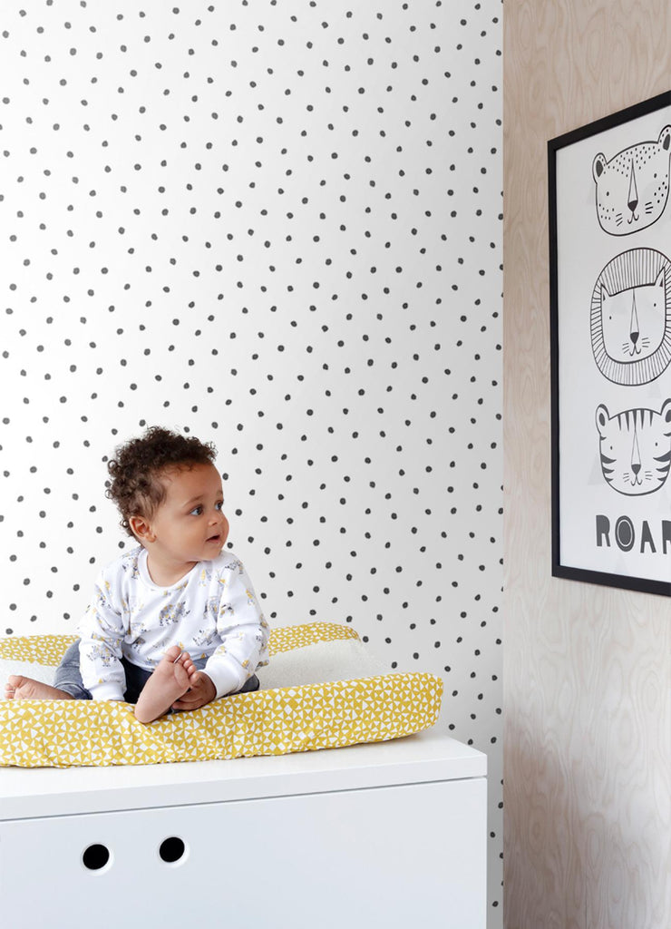 Brewster Home Fashions Pixie Dots Black Wallpaper