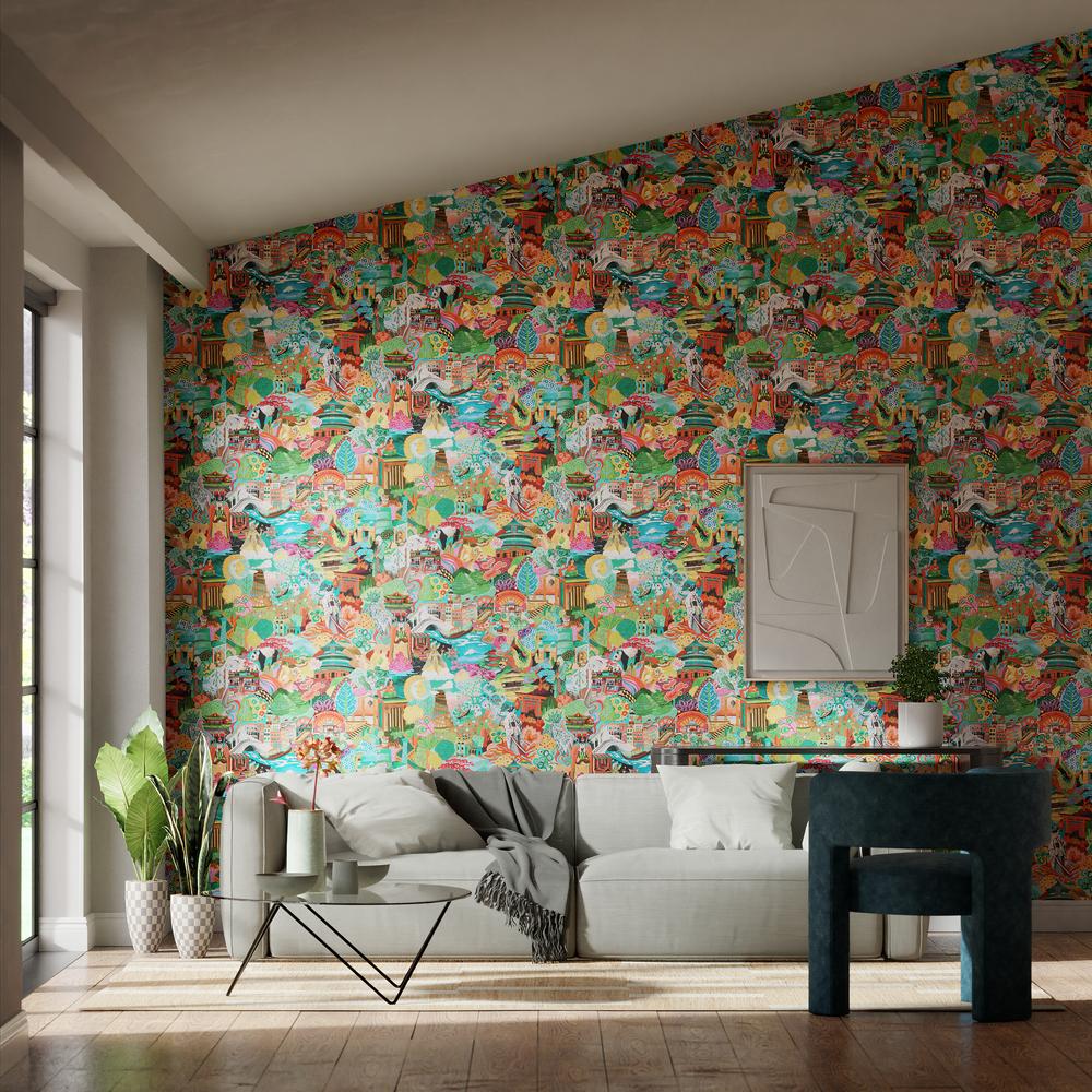 Harlequin Journey of Discovery Ionian/Harissa/Emerald Wallpaper