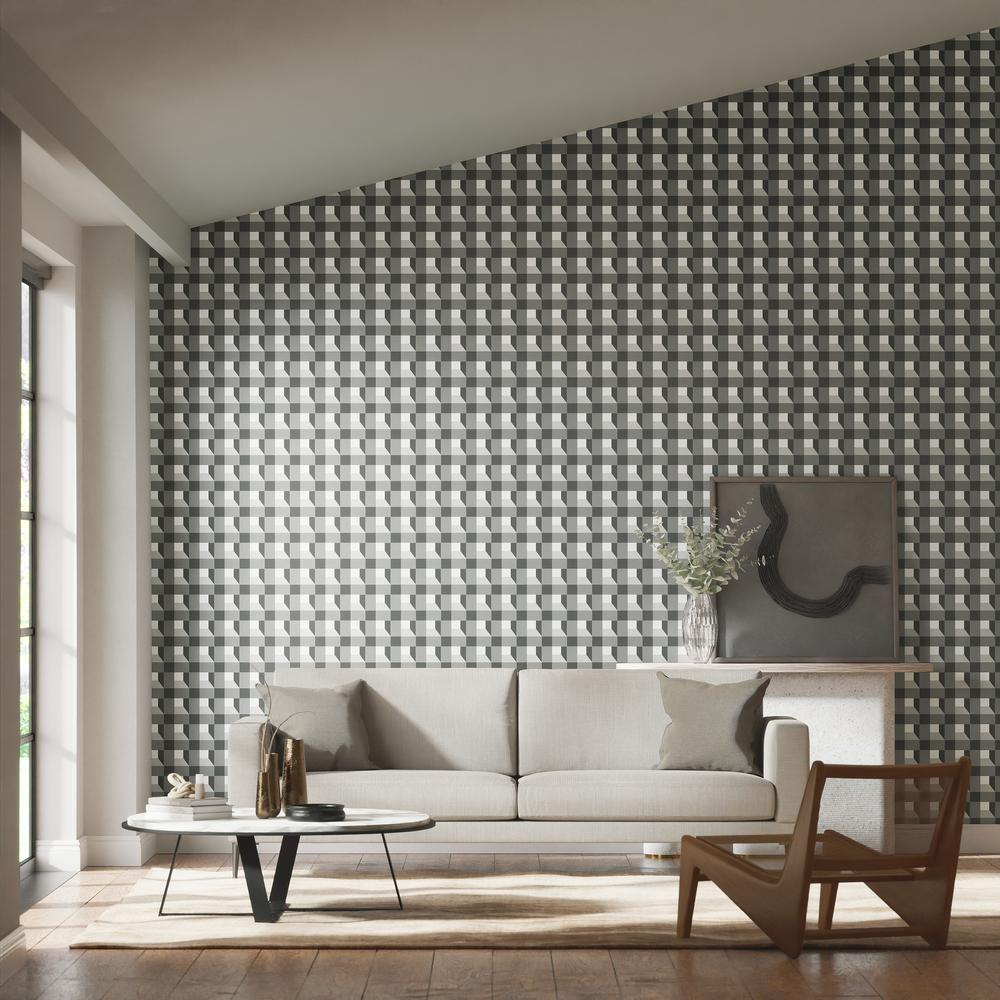 Harlequin Blocks Black Earth/Sketched/Diffused Light Wallpaper