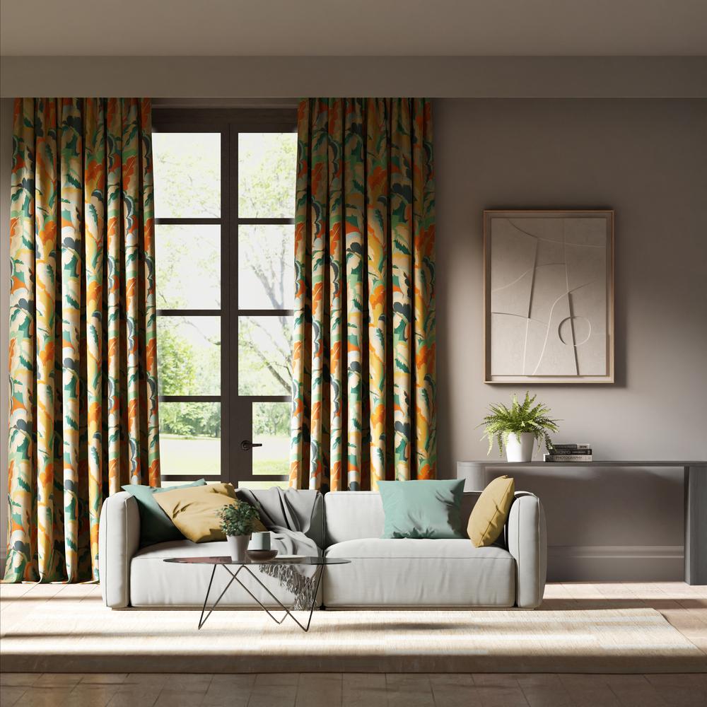 Harlequin Calathea Azul/Onsen/French Ochre/Paprika Velvet Fabric