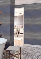 York Navy Serene Reflection Navy Wallpaper