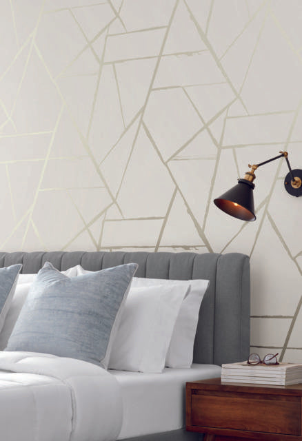 York Beige Metallic Intersect Beige Metallic Wallpaper