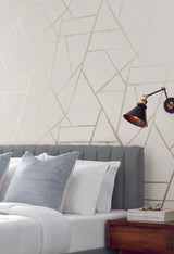 York Beige Metallic Intersect Beige Metallic Wallpaper