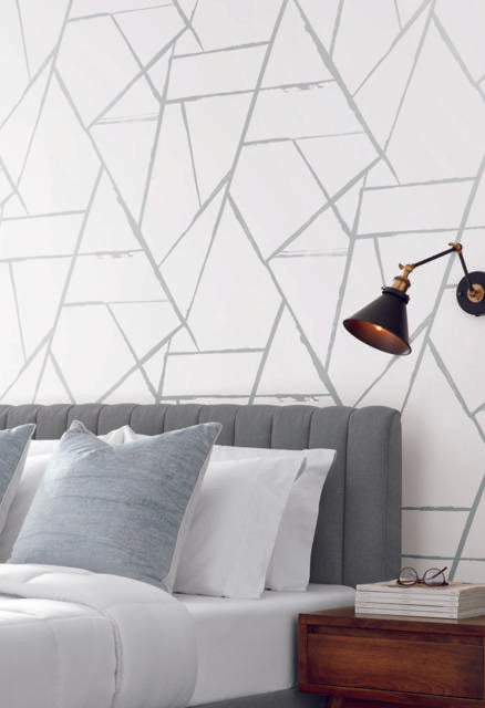 York Silver Metallic Intersect Silver Metallic Wallpaper