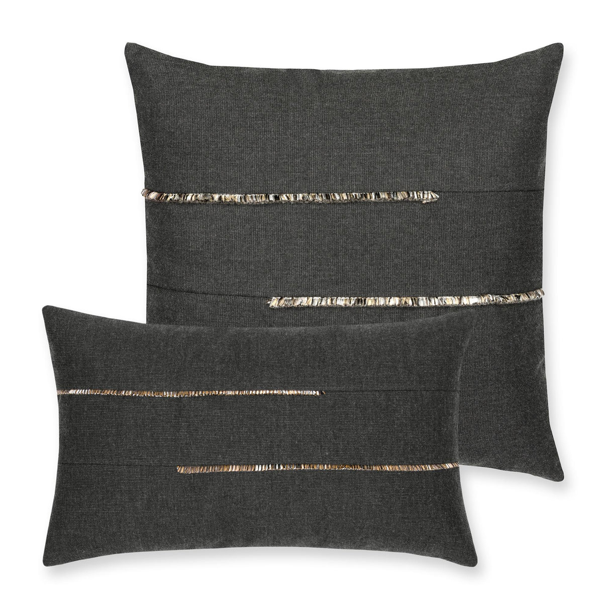 Elaine Smith Micro Fringe Carbon Gray Pillow