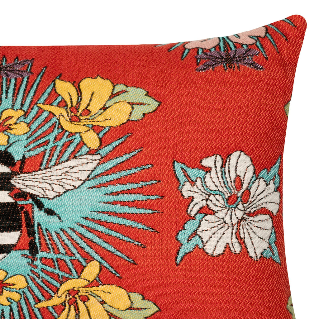 Elaine Smith Tropical Bee Red Lumbar Red Pillow