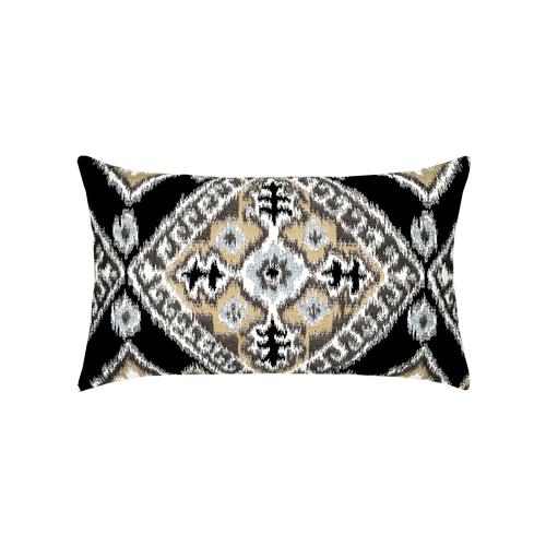 Elaine Smith Ikat Diamond Onyx Lumbar Black Pillow