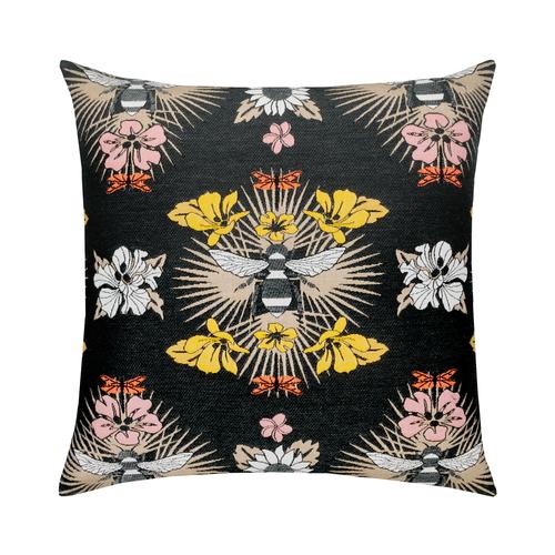 Elaine Smith Honey Bee Black Pillow