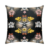 Elaine Smith Honey Bee Black Pillow