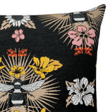 Elaine Smith Honey Bee Black Pillow