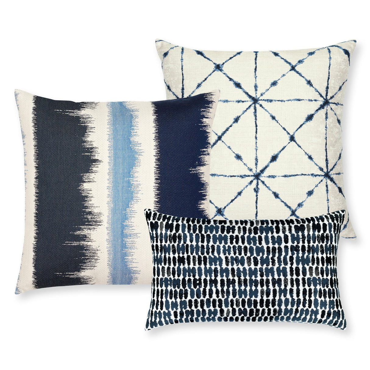 Elaine Smith Thumbprint Indigo Lumbar Blue Pillow