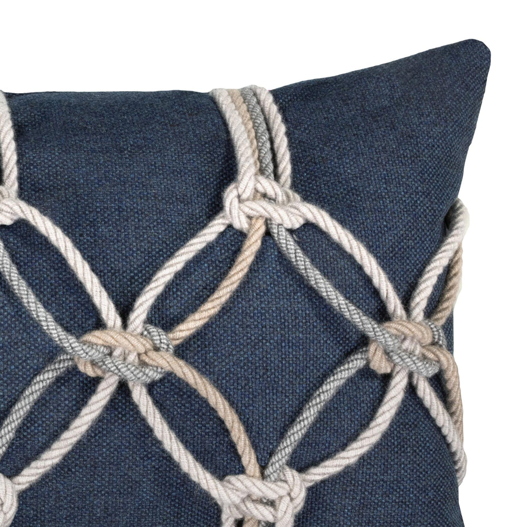 Elaine Smith Indigo Rope Lumbar Blue Pillow