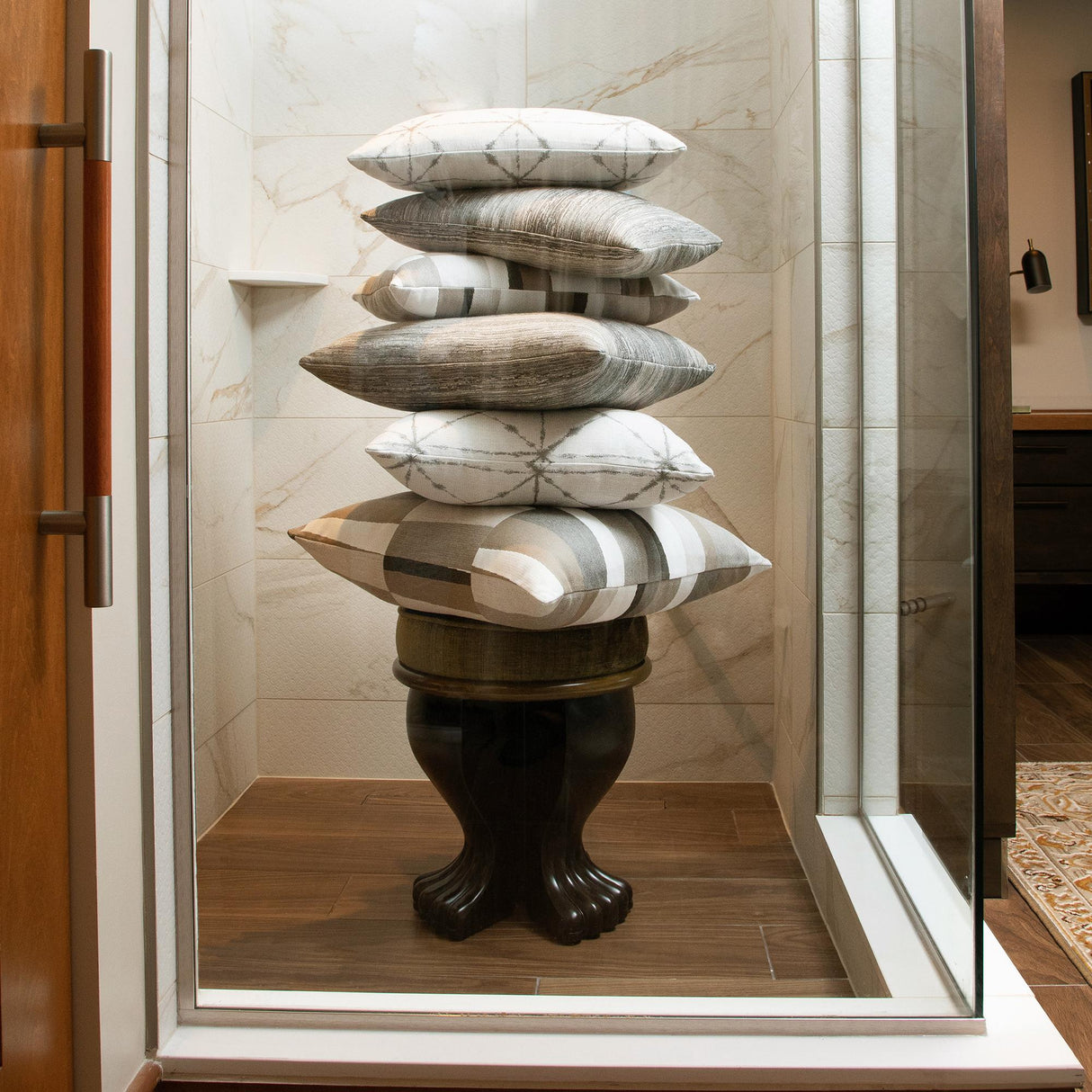 Elaine Smith Strata Grigio Brown Pillow