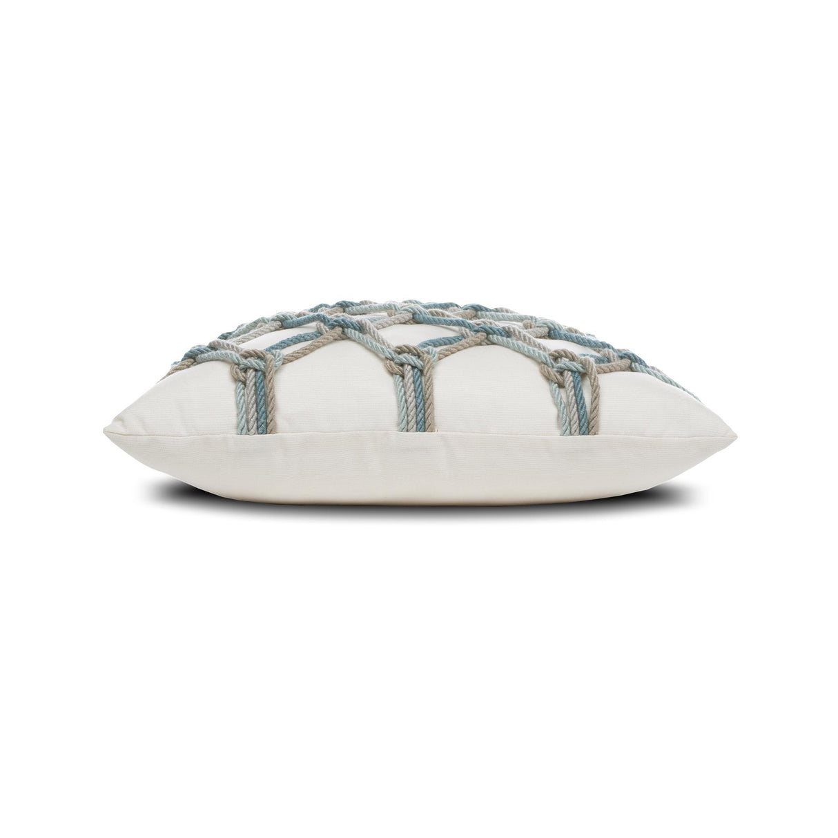 Elaine Smith Aqua Rope Ivory Pillow