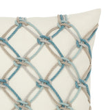 Elaine Smith Aqua Rope Ivory Pillow