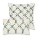 Elaine Smith Aqua Rope Ivory Pillow