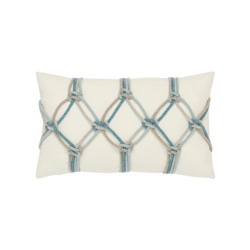 Elaine Smith Aqua Rope Lumbar Ivory Pillow