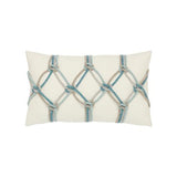 Elaine Smith Aqua Rope Lumbar Ivory Pillow