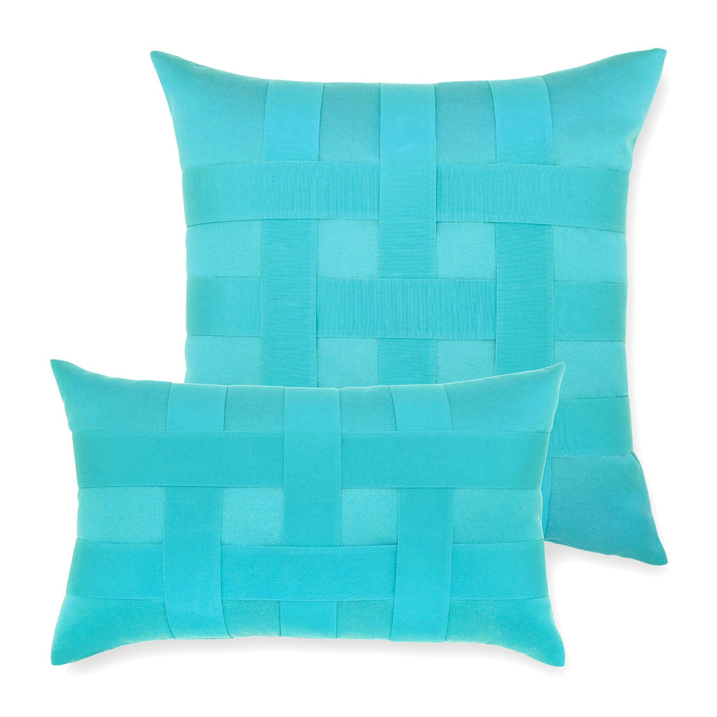 Elaine Smith Basketweave Aruba Blue Pillow