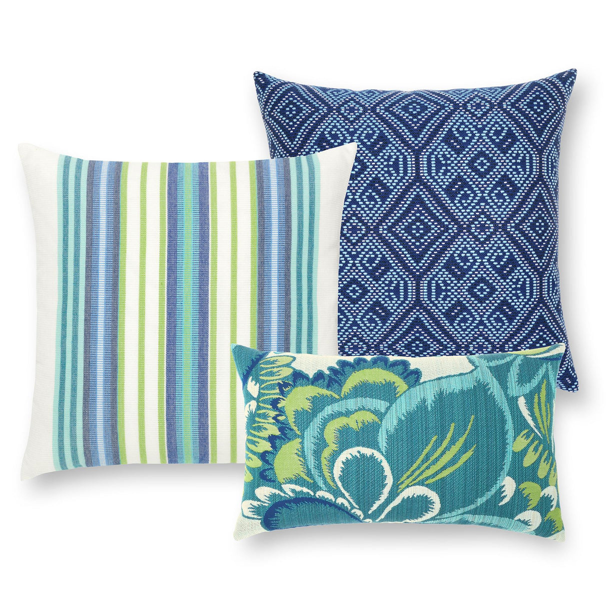 Elaine Smith Floral Wave Lumbar Blue Pillow