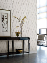 Antonina Vella Wavy Stripe White/Silver Wallpaper