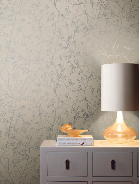 Antonina Vella Luminous Branches Taupe/Silver Wallpaper
