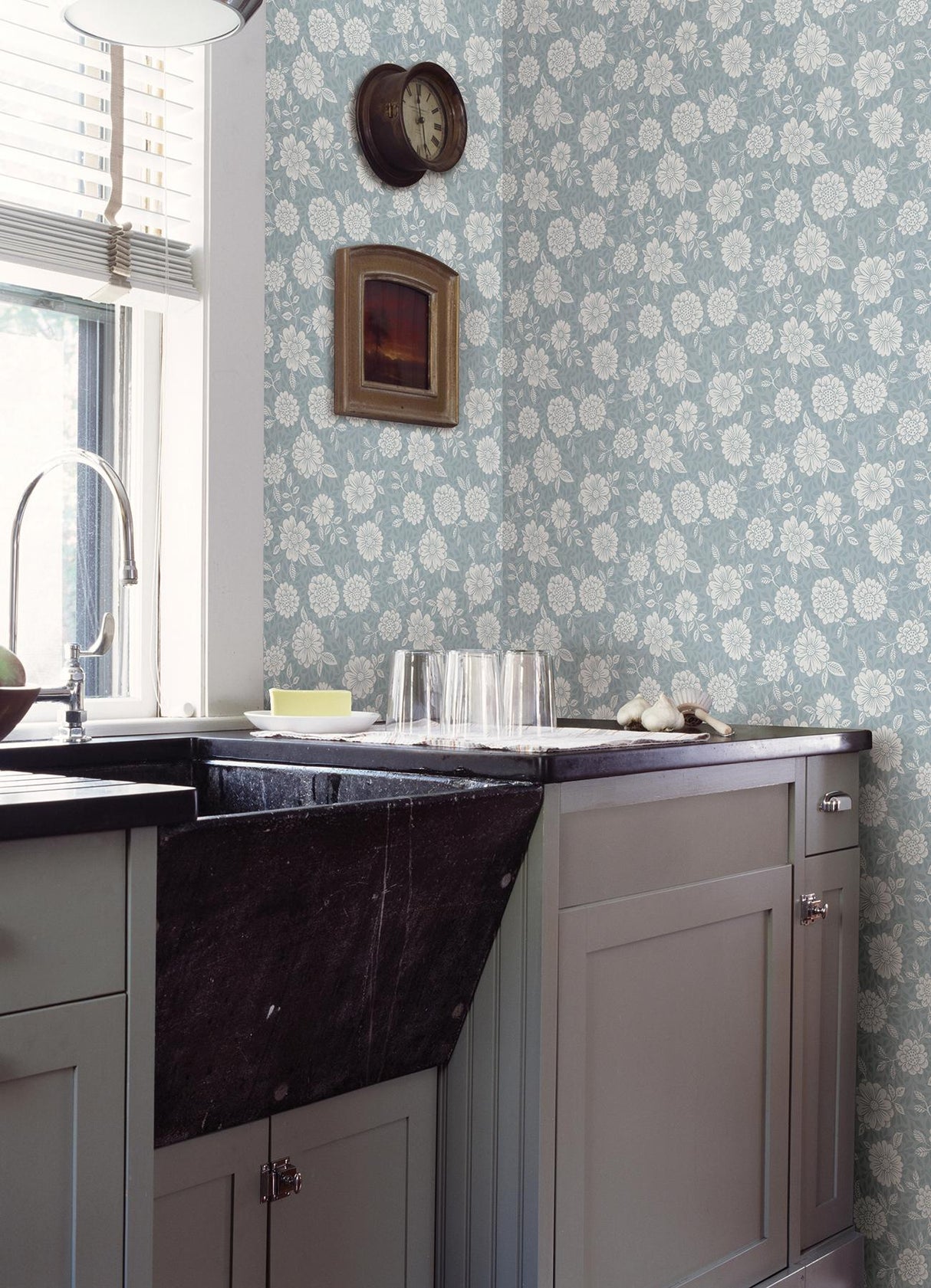 A-Street Prints Lizette Light Charming Floral Blue Wallpaper