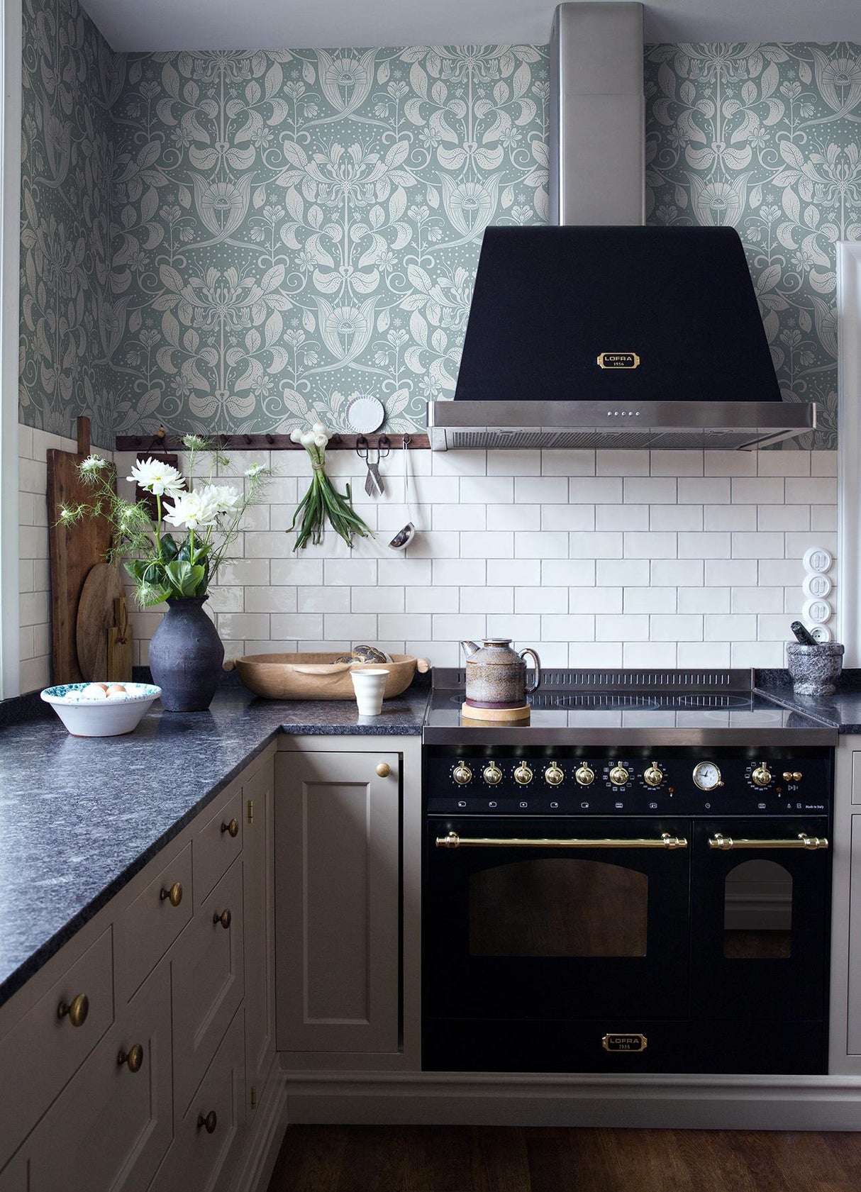 A-Street Prints Berit Floral Crest Blue Wallpaper