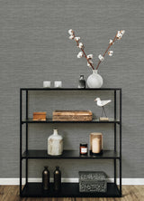 A-Street Prints Malin Faux Grasscloth Grey Wallpaper