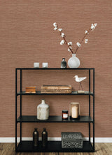 A-Street Prints Malin Faux Grasscloth Rust Wallpaper