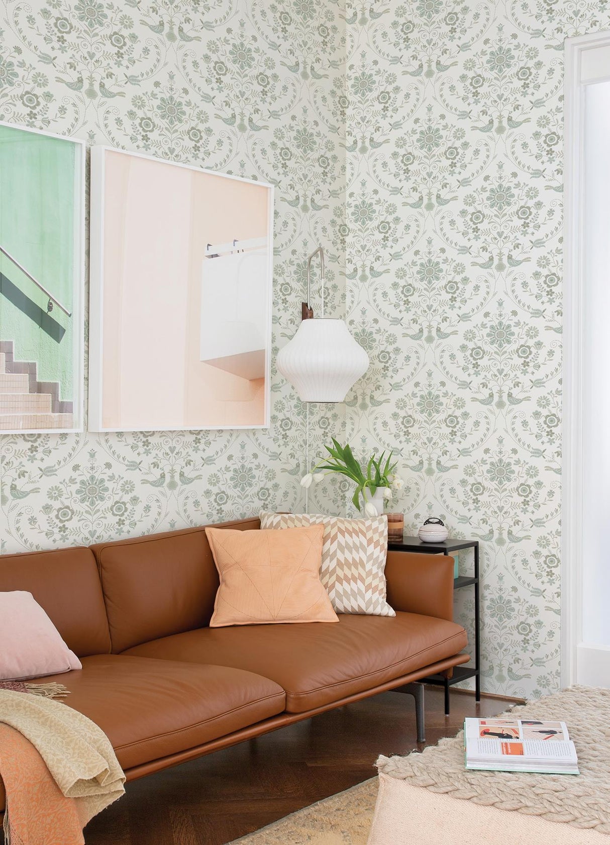 A-Street Prints Britt Embroidered Damask Neutral Wallpaper