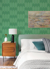 A-Street Prints Nyle Chevron Stripes Green Wallpaper