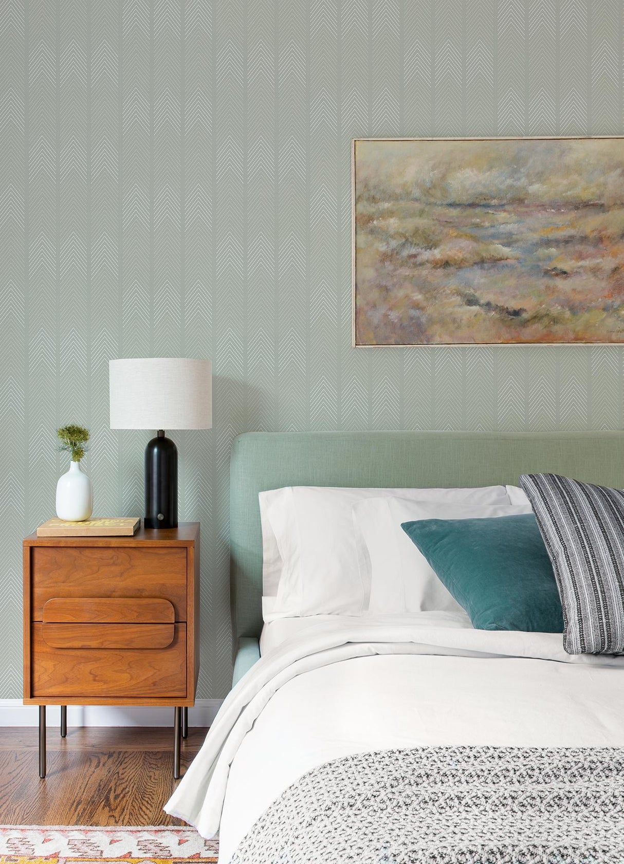 A-Street Prints Nyle Chevron Stripes Light Grey Wallpaper