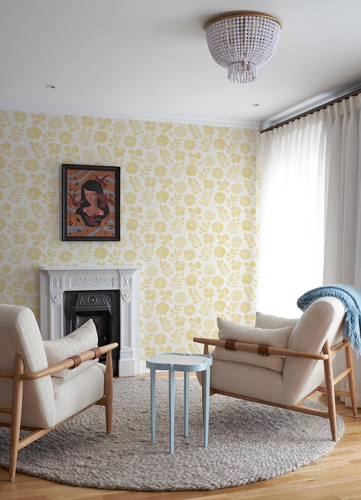A-Street Prints Inge Floral Block Print Yellow Wallpaper