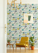 A-Street Prints Juni Abstract Tulips Teal Wallpaper