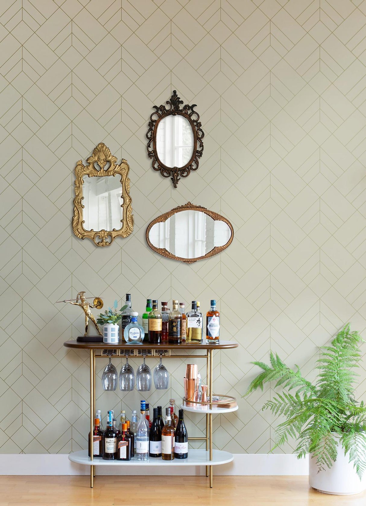 A-Street Prints Sander Geometric Light Grey Wallpaper