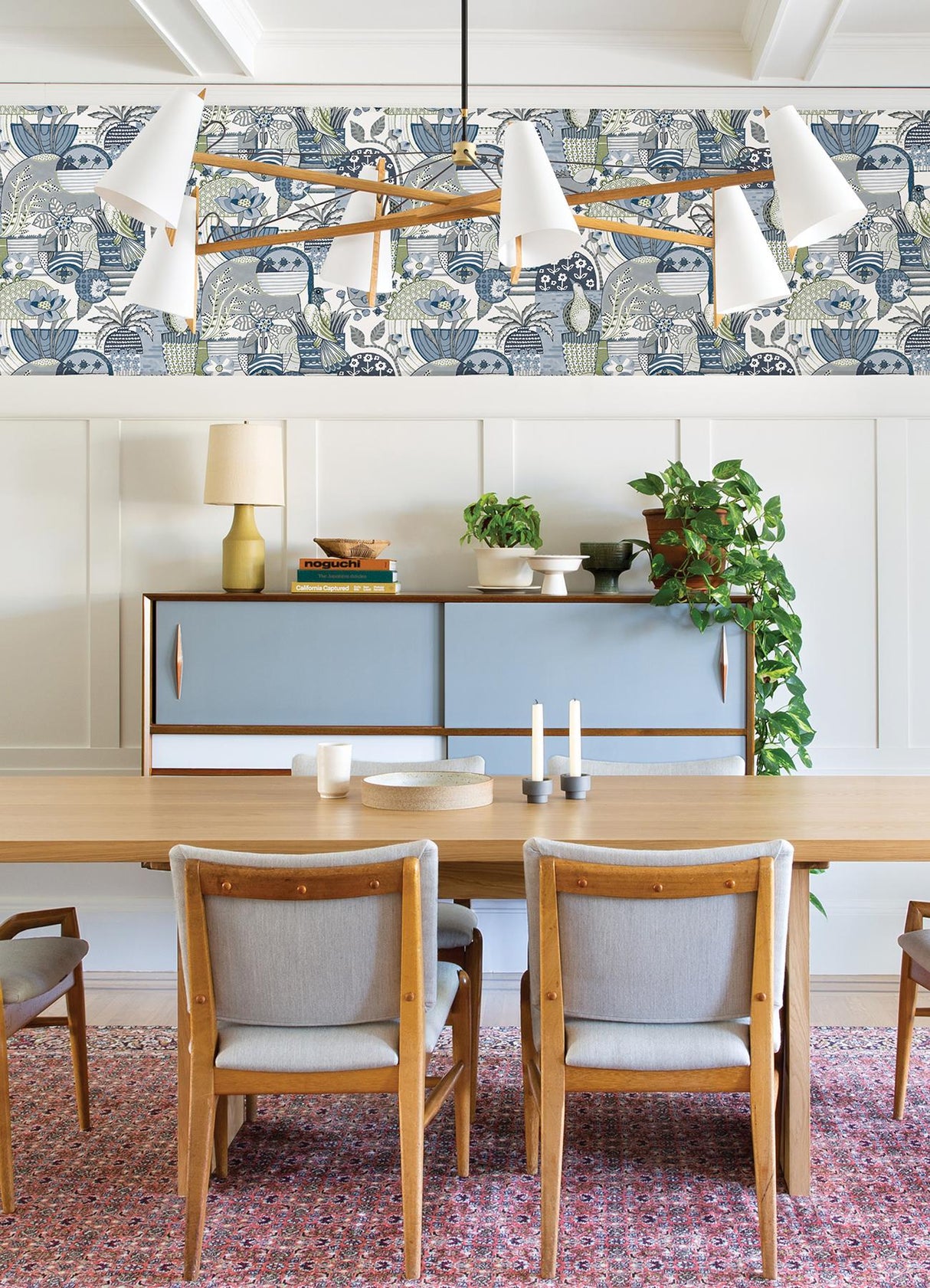A-Street Prints Fika Blissful Birds & Blooms Blue Wallpaper