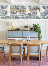 A-Street Prints Fika Blissful Birds & Blooms Blue Wallpaper