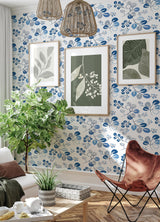 A-Street Prints Jonah Leaf Trail Blue Wallpaper